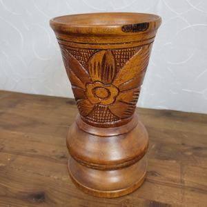 Vintage Hand Carved Wooden Floral Bonsai Pottery Cascade Pot Home Garden Decor